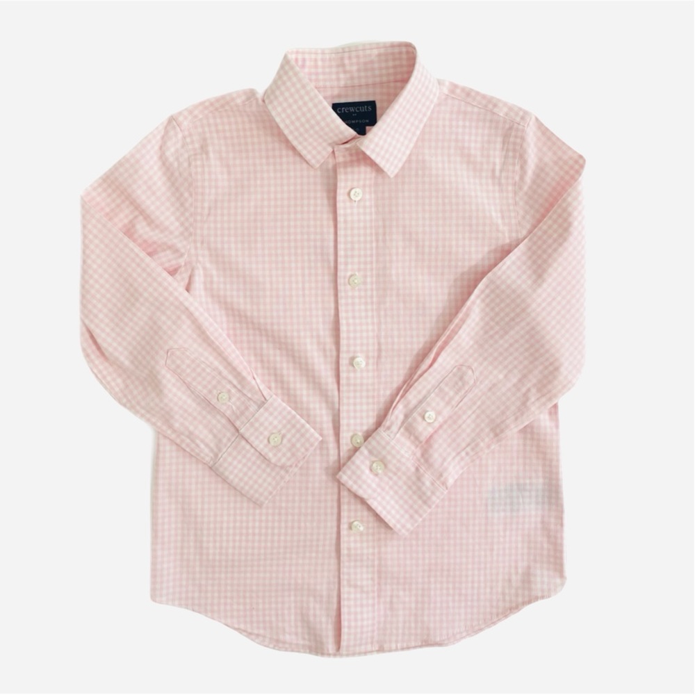 Crewcuts Light Pink Boys' long-sleeve flex Thompson patterned shirt Size 4 to 5